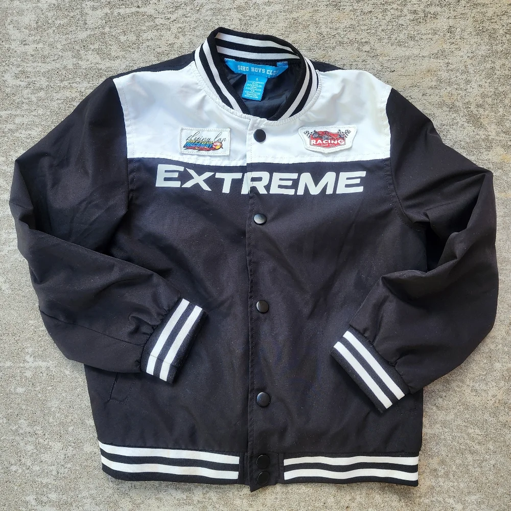 SOHO Boys Club Extreme‎ Black White Racing Jacket, Kids/Youth Sz 6